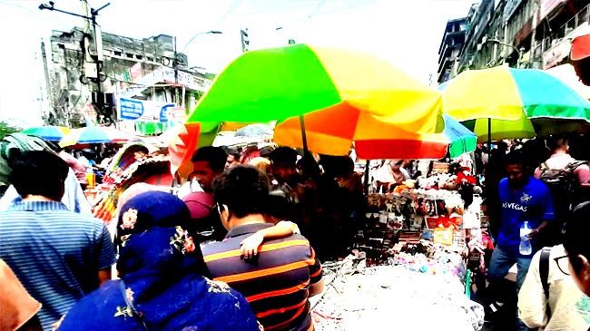 eid market on the sidewalk