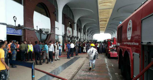 fire on shah jalal international airport