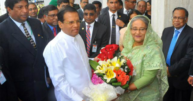 lankan president with sheikh hasina