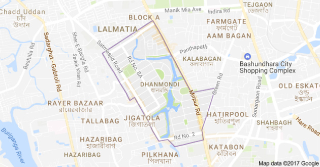 map of dhanmondi