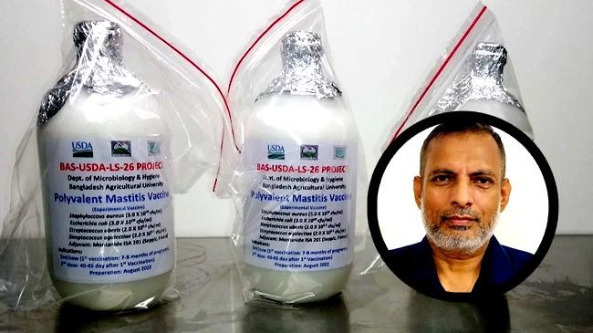 professor dr md bahanur rahman has claimed to have discovered the countrys first vaccine for cattle mastitis or udder swelling