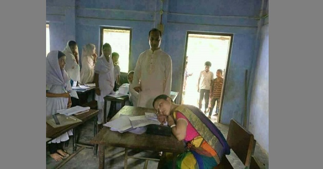 teacher sleeping in classroom