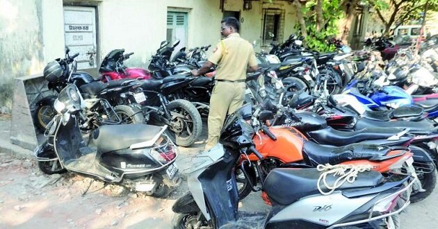 motor bikes in police station