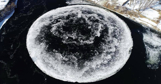 spinning ice disc in us river