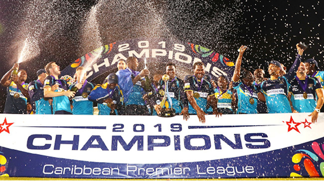 barbados tridents players celebrate their win