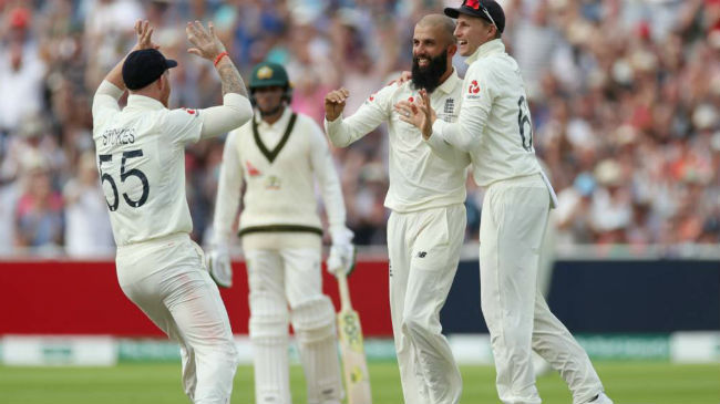 england celebrating after australia wicket fall