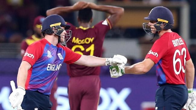 england eoin morgan and jos buttler celebrate