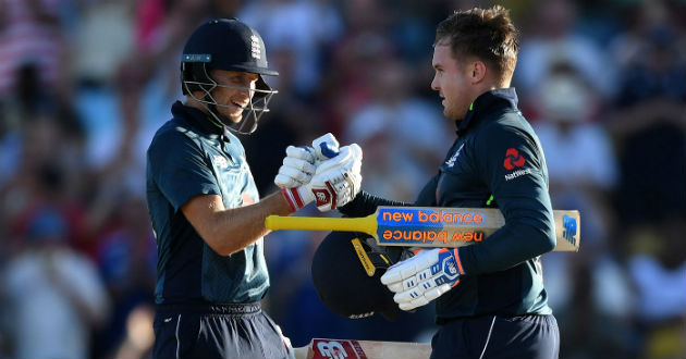 joe root congratulates jason roy on his century