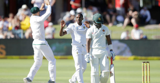 kagiso rabada celebrates vs zimbabwe