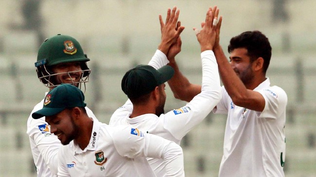 nayeem hasan celebrates a dismissal