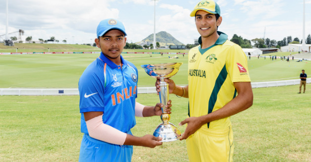 prithvi shaw jason sangha under 19 world cup trophy