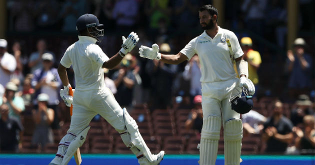 rishabh pant congratulates cheteshwar pujara after the latters 193