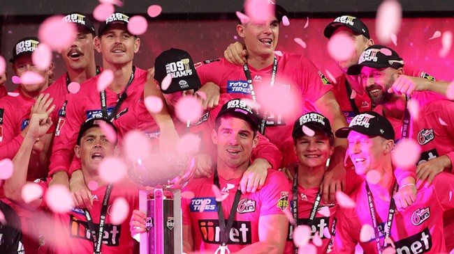 sydney sixers players soak in the win