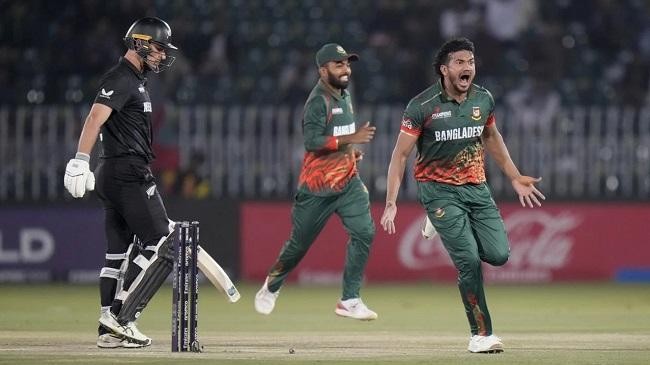 taskin ahmed celebrates the dismissal of will young