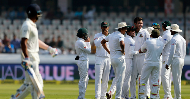 taskin takes first wicket in test india for bangladesh