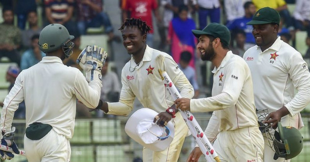 zimbabwe celebrating after beating bangladesh in sylhet