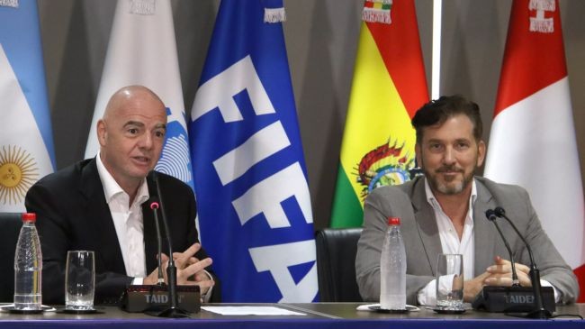 fifa president gianni infantino and conmebol president alejandro dominguez