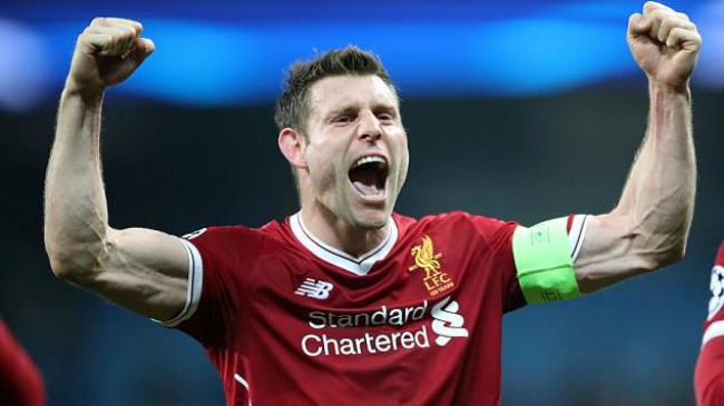 james milner celebrates a goal