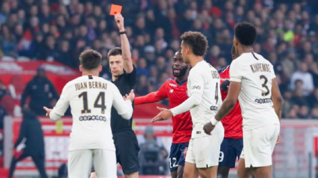 juan bernat sent off in psg loss to lille