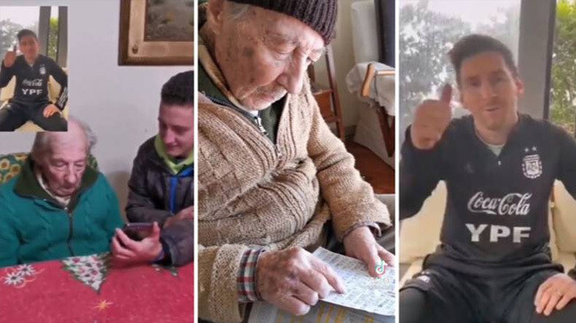 messi sends thank you message to 100 year old fan