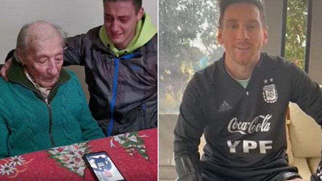 messi sends thank you message to 100 year old fan