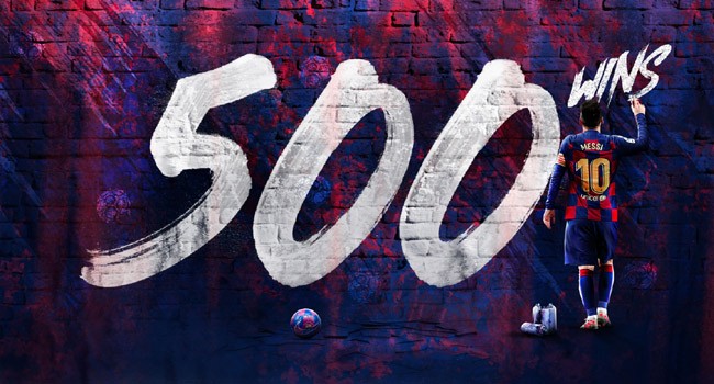 messi win 500 game for barcelona