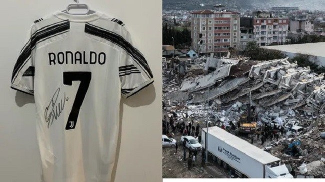 ronaldo jersey auctioned for earthquake