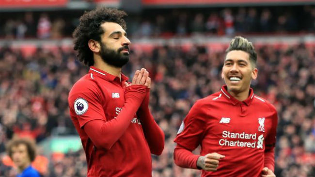 salah celebrates a goal against chelsea