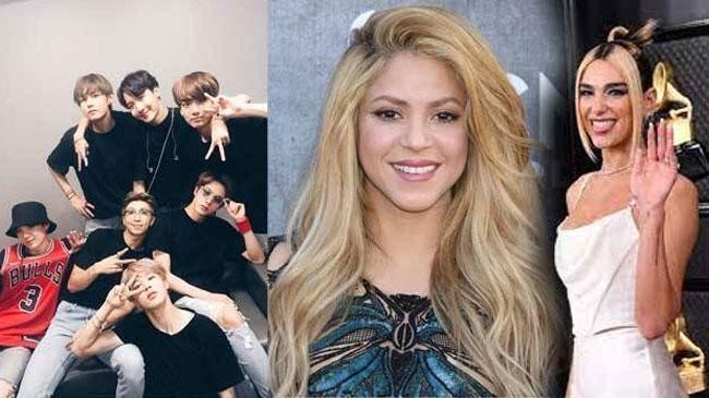 shakira bts and dua lipa