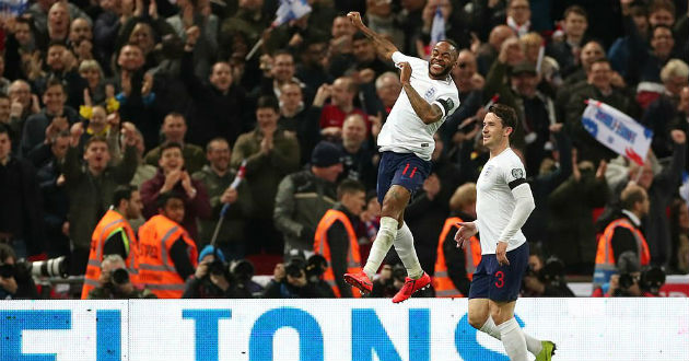 sterling celebrates a goal for england