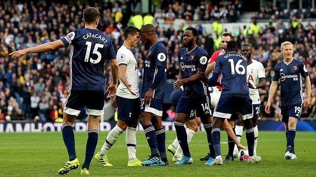 tottenham players clashed with watford footballers