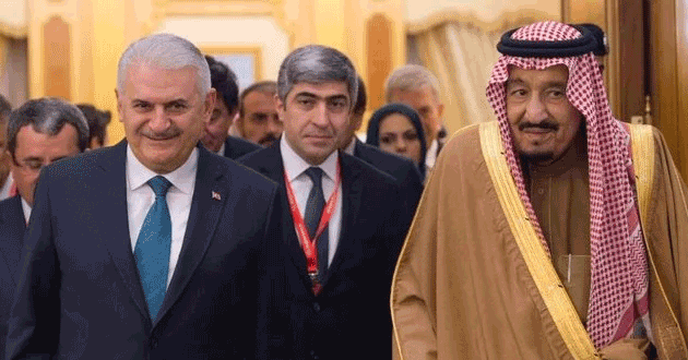 King Salman and Turkish Prime Minister Binali Yildirim