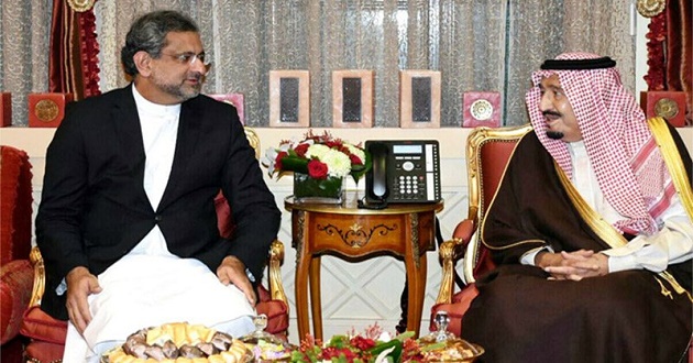 Shahid Khaqan Abbasi and King Salman bin Abdulaziz Al Saud