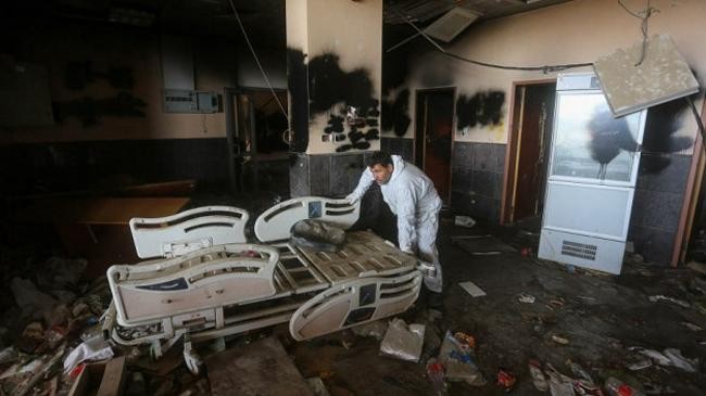 a view of the destruction at turkish palestinian friendship hospital