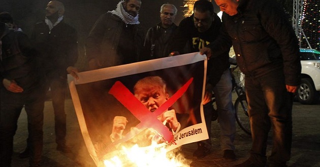 burn pictures of US President Donald Trump