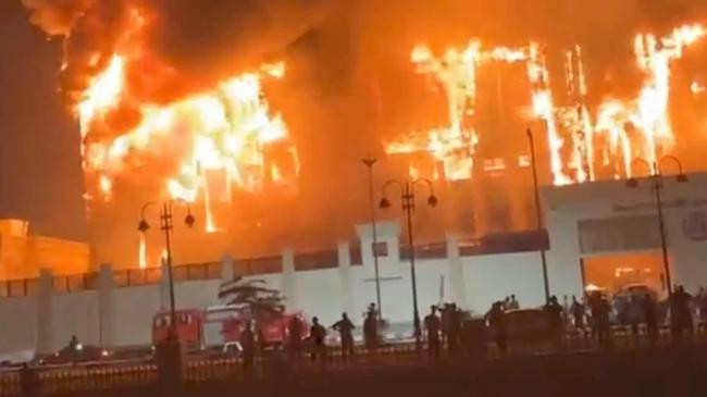 fire engulfs police complex