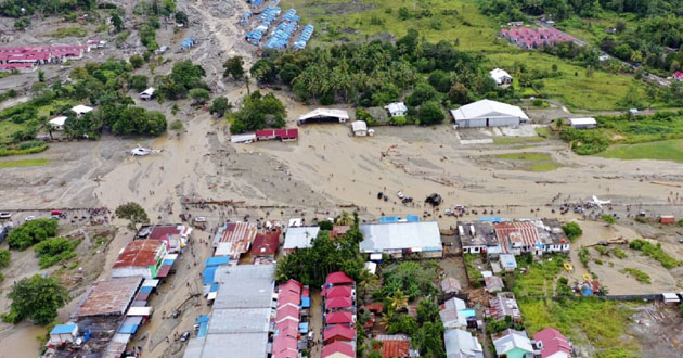 floods landscape in indonesia