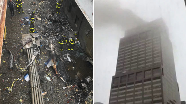 helicopter crashed on roof of building