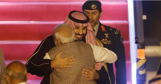 indian primer modi hugged saudi prince