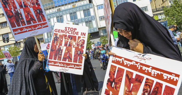 iranian people protest on mass killing rohingya 01