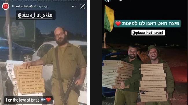 israeli soldiers expressing gratitude to pizza hut