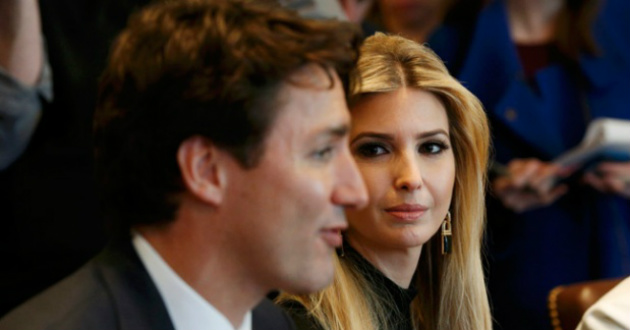 ivanka s unwinking look to justin trudeau