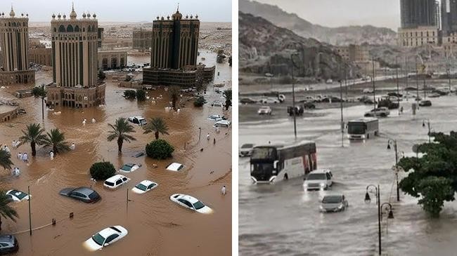 makkah submerged due to massive flooding