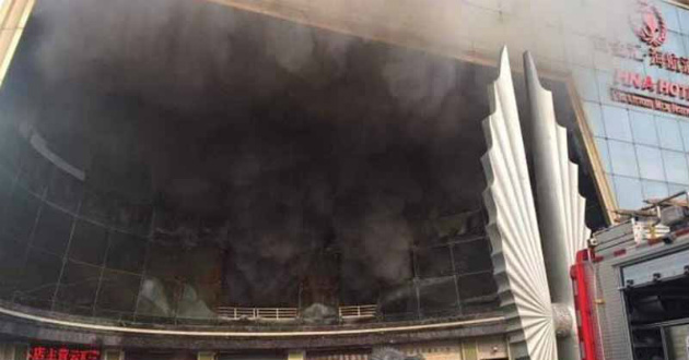 massive fire in china hotel