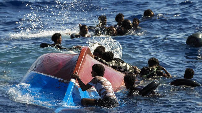 migrants boat in sea