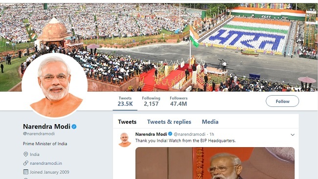 narenda modi twiter new