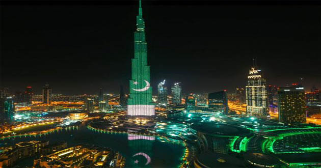 pakistani flag in burj khalifa