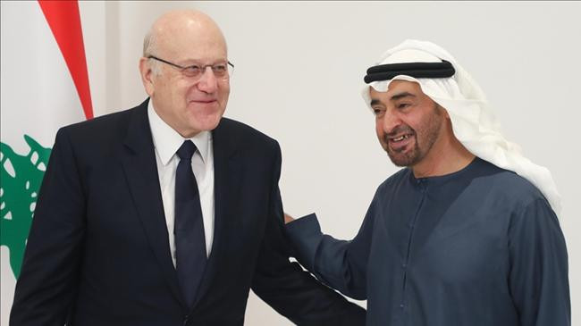 president of the united arab emirates sheikh mohamed bin zayed al nahyan and lebanese counterpart najib mikati