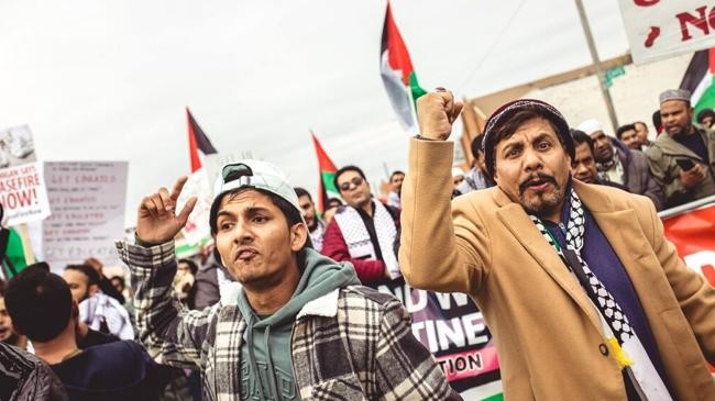 pro palestine rally in hamtramck city