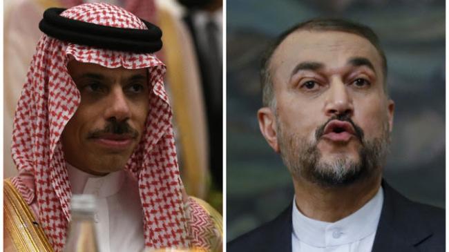 saudi foreign minister prince faisal bin farhan and hossein amirabdollahian